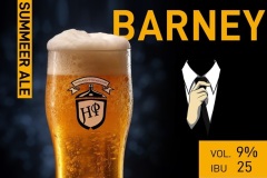 Beer bottle with blank front, realistic on a mockup template in a wooden table in a irish pub